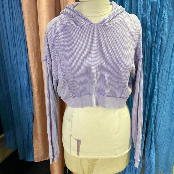 wild fable Tops - Cropped lilac T shirt waffle with hood